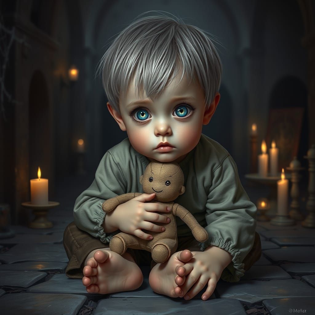 Dark Fantasy Portrait: Boy in Ruined Nursery