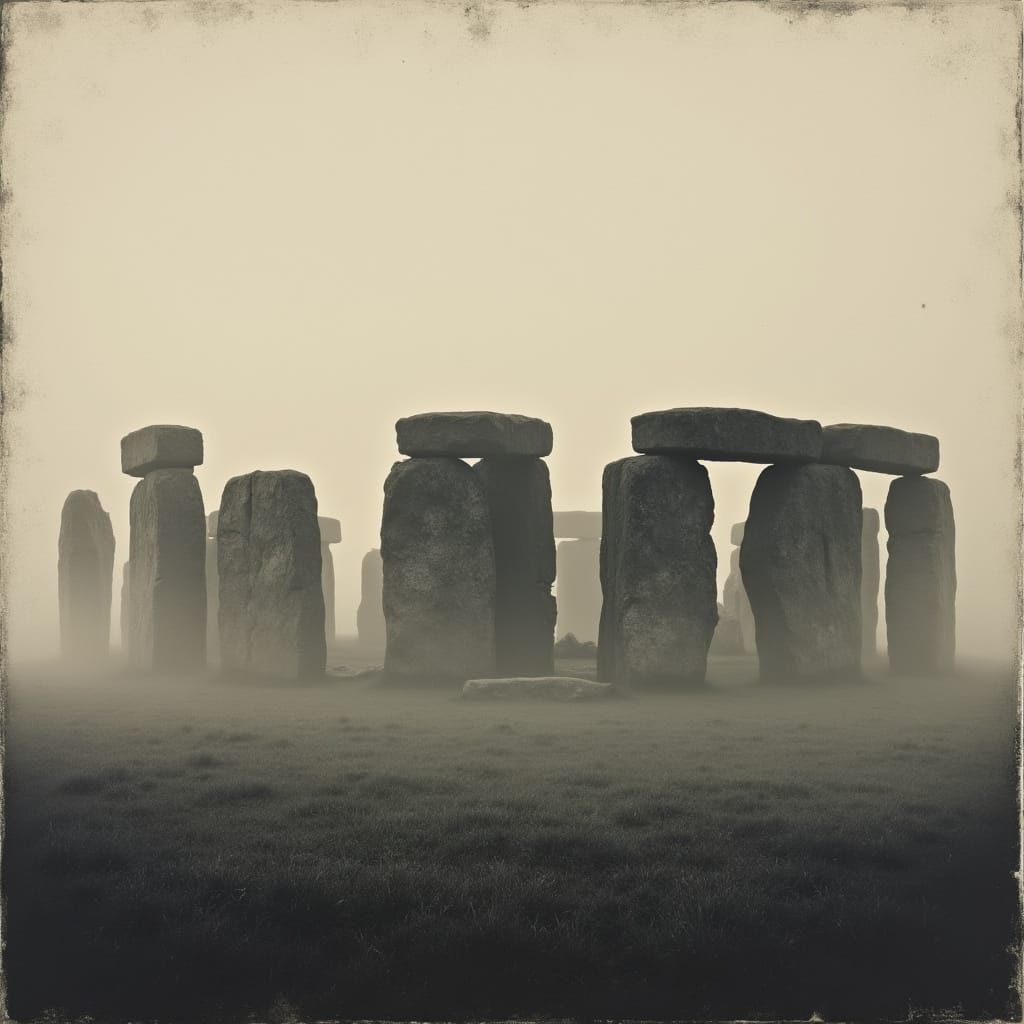 Timeless Stonehenge Elegance in Aquatint Style
