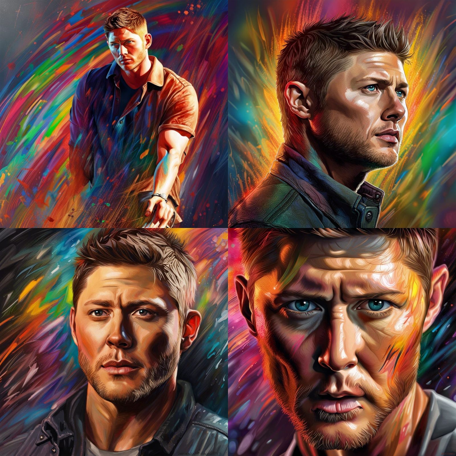 Jensen Ackles Portrait in Hyperrealistic Splash Art