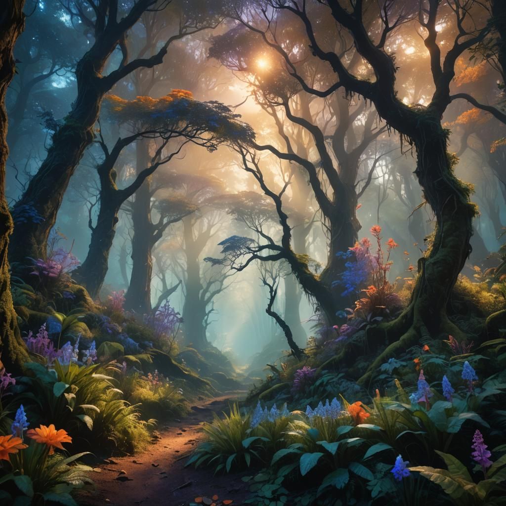 Mystical Being in Lush Forest: Fantasy Concept Art
