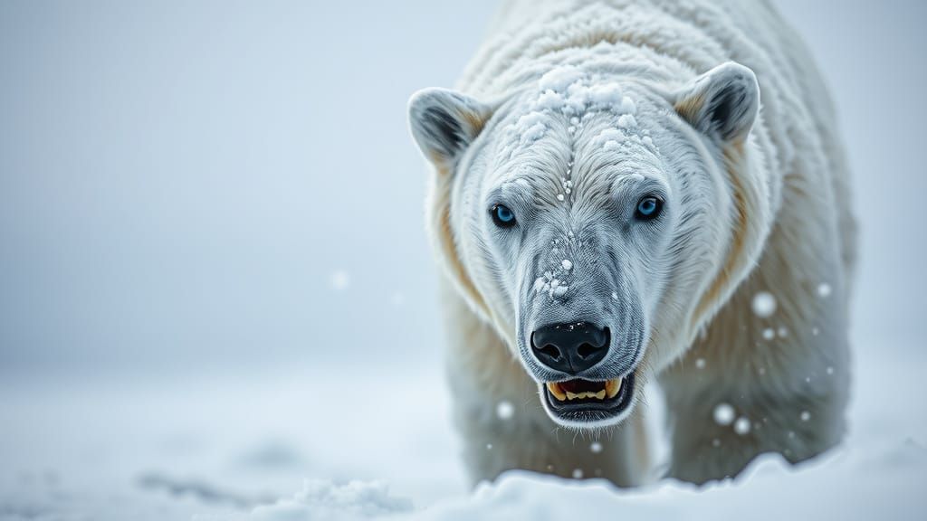 Polar Bear Stalking in Blizzard Macro View