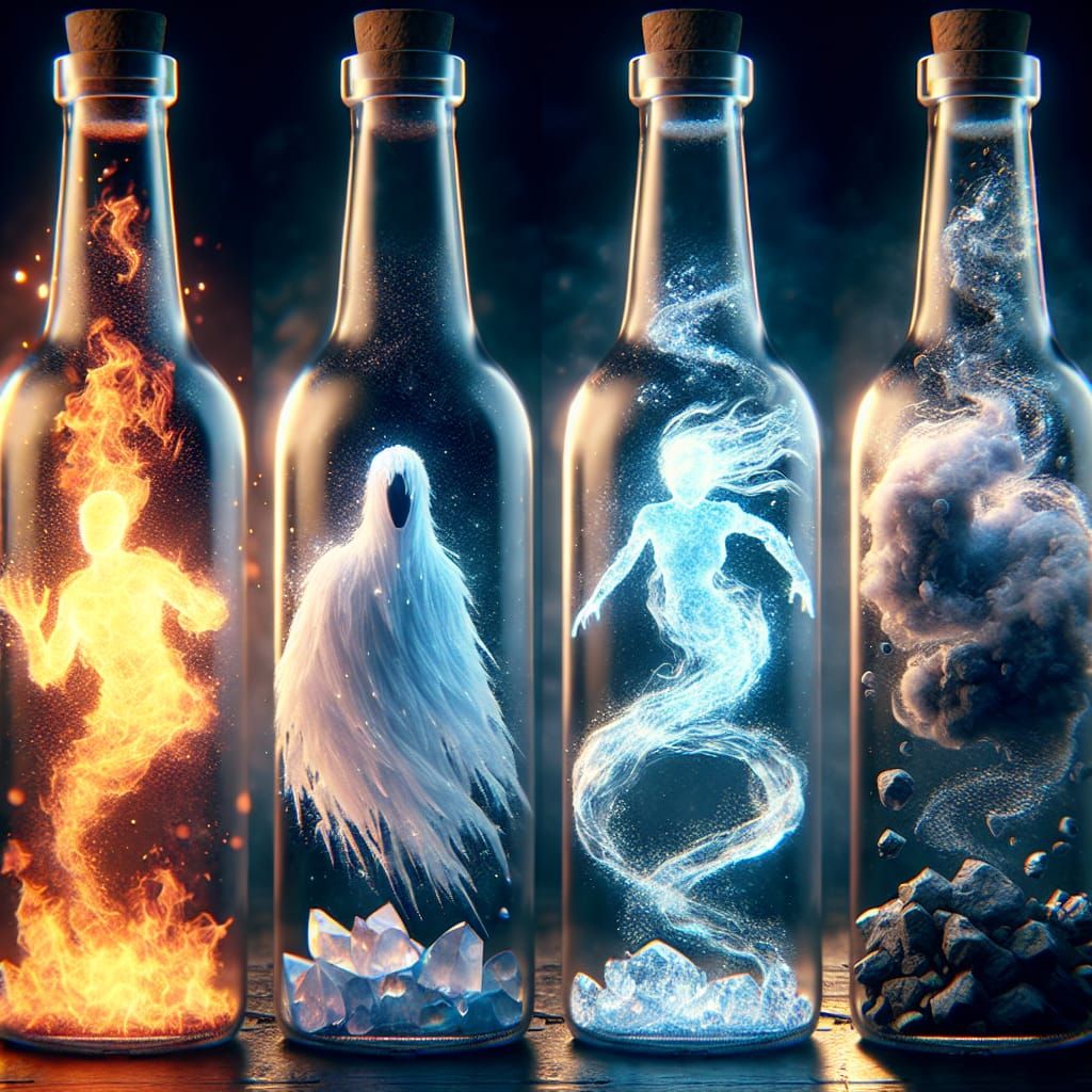 Elemental Ghosts in Bottles: Fire, Ice, Wind, Earth
