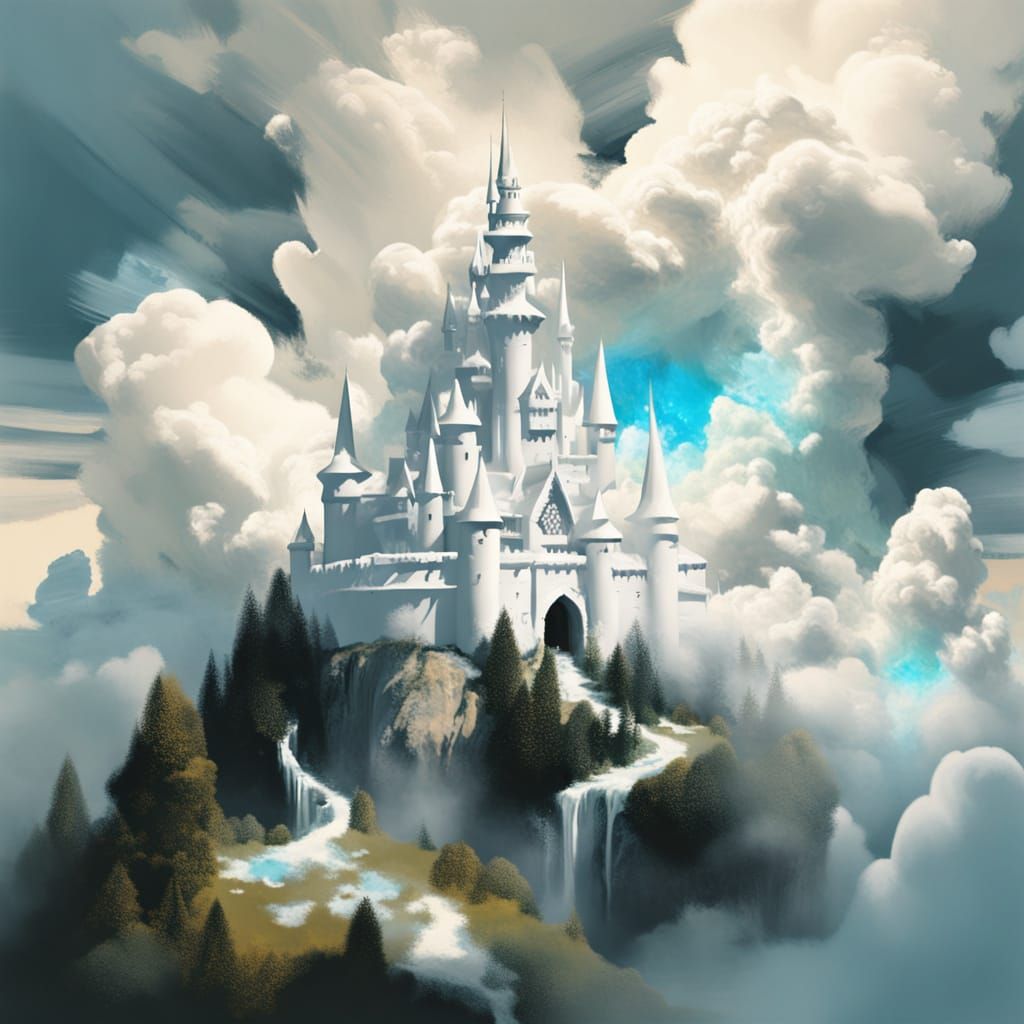 Crystal Castle on Ethereal Clouds: Glitch Art
