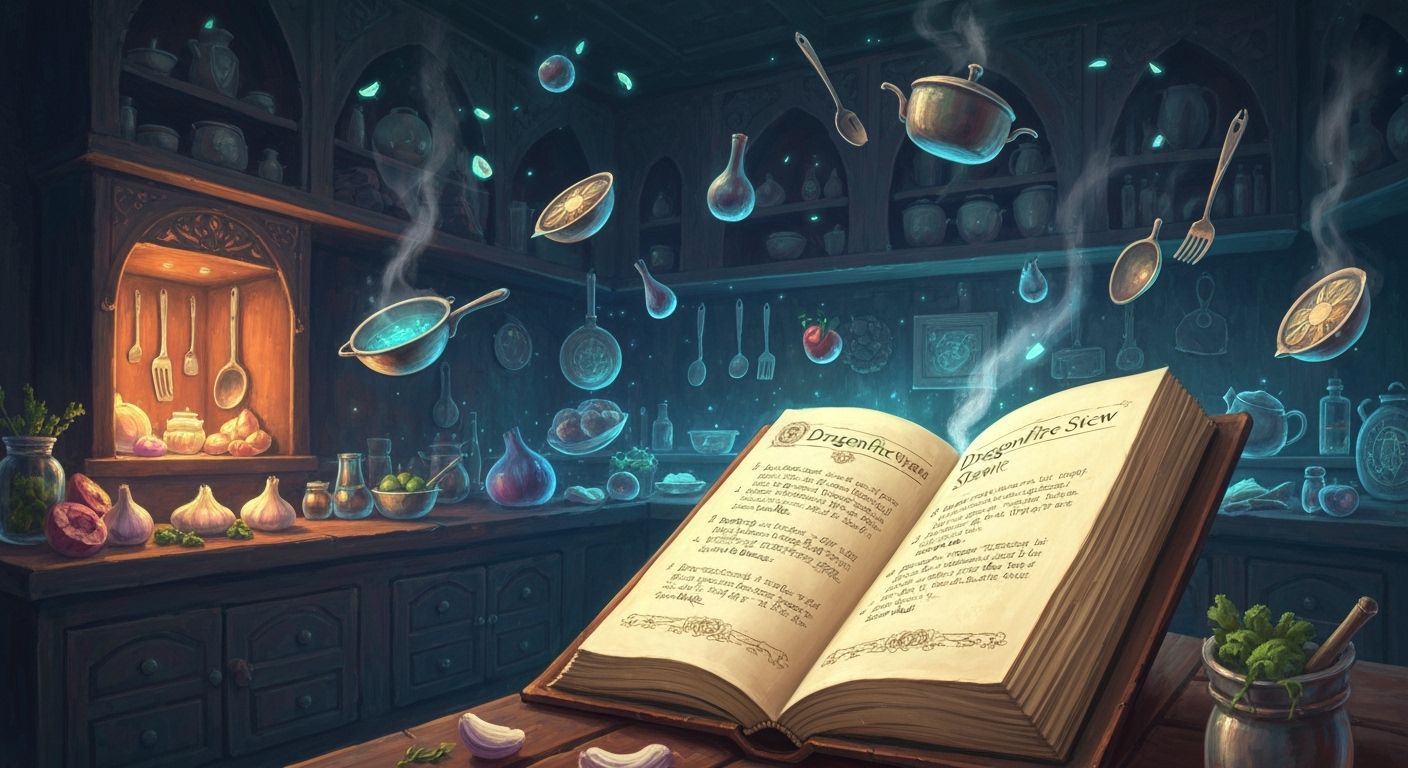 Enchanted Kitchen Digital Painting with Glowing Ingredients