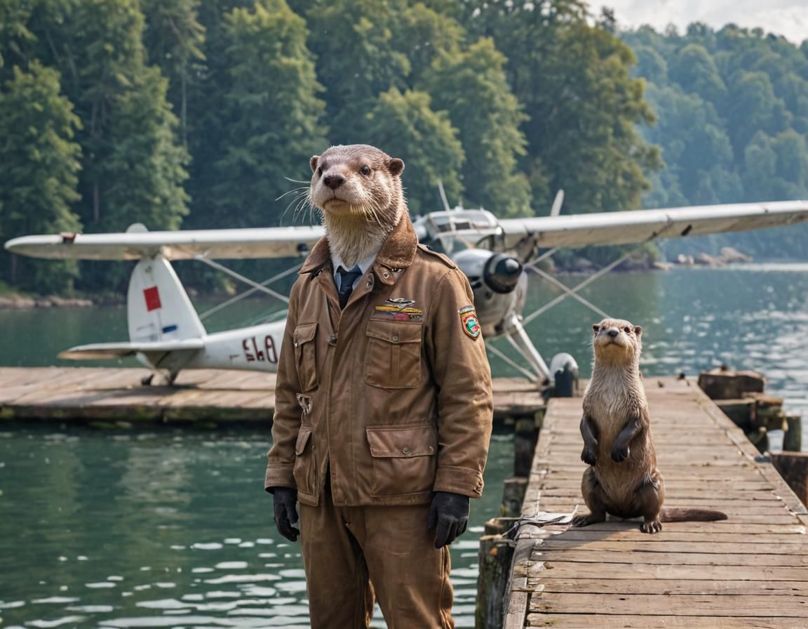 Otter Pilot with Seaplane on Lake Jetty