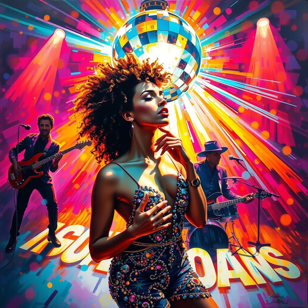 Electric Disco Queen Under Radiant Crystal Ball