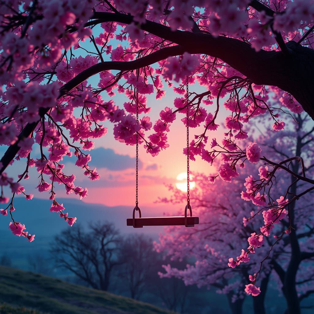 Whispers of Springtime Fantasy in Cherry Blossom Twilight