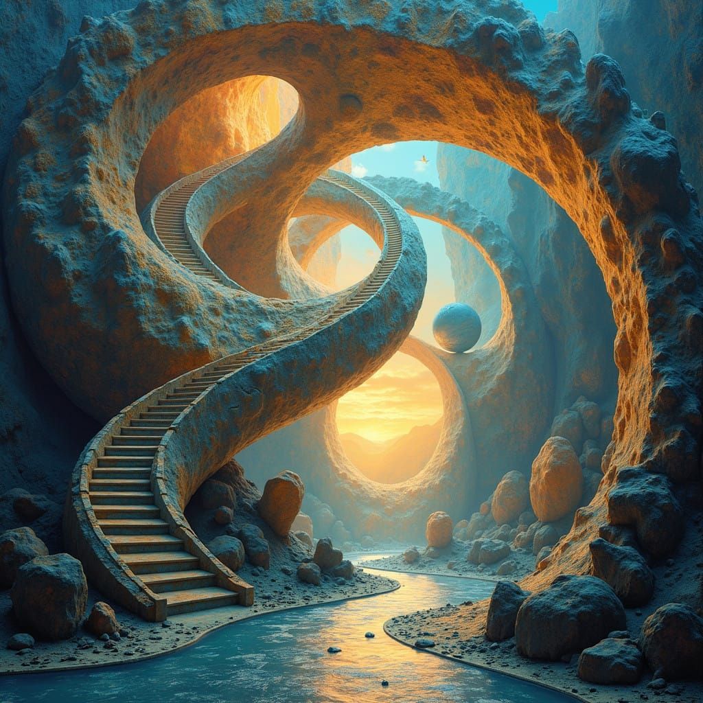 Surrealist Dreamscape Inspired by Golden Ratio Harmonies