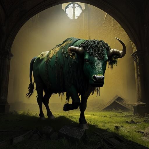 stunning Celtic extremely dirty abandoned and ruined bull wi...