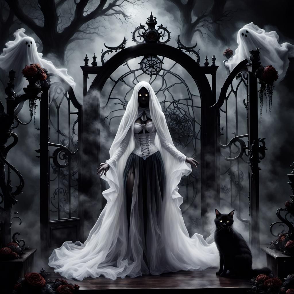 Steampunk Gothic Ghost Bride with Molten Metal Sparks