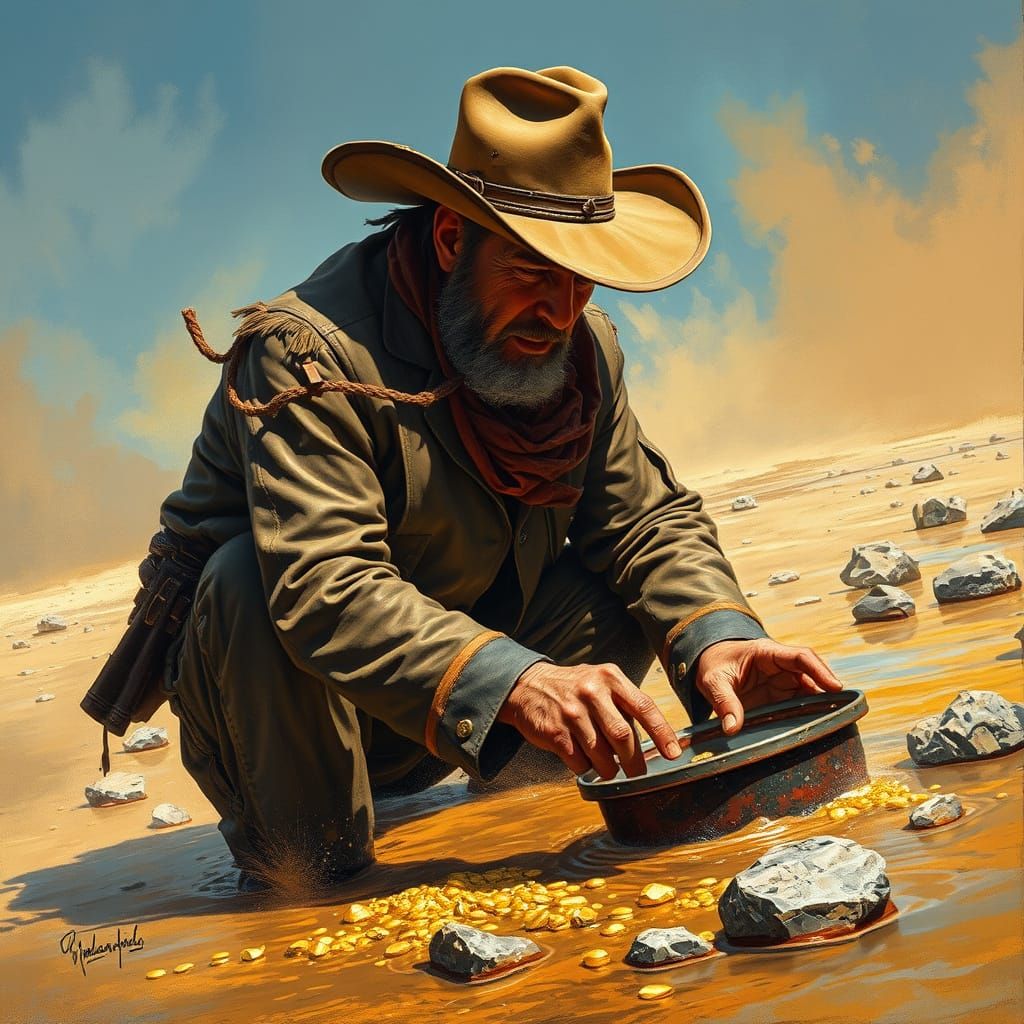 Prospector's Gold Rush: A Western Scene