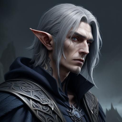 Half-Elf Male with Arcane Tattoo, Fantasy Art