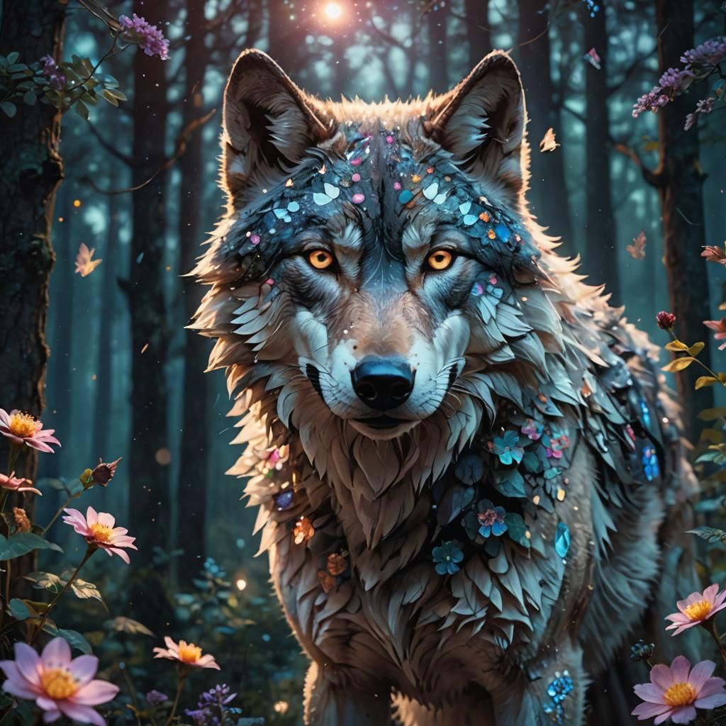Wolf Inlaid with Forest and Night Magic