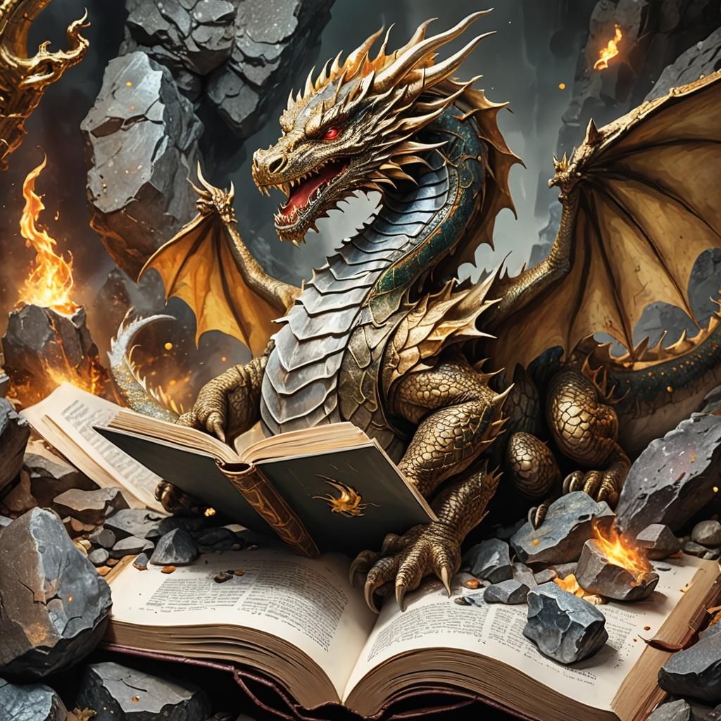 Dragon Emerges from Book: Fantasy Concept Art