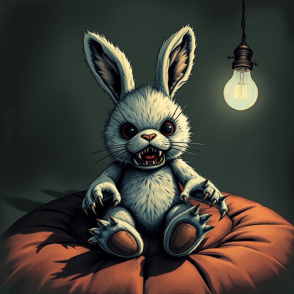 Horror Bunny Toy with Needle Teeth and Claws