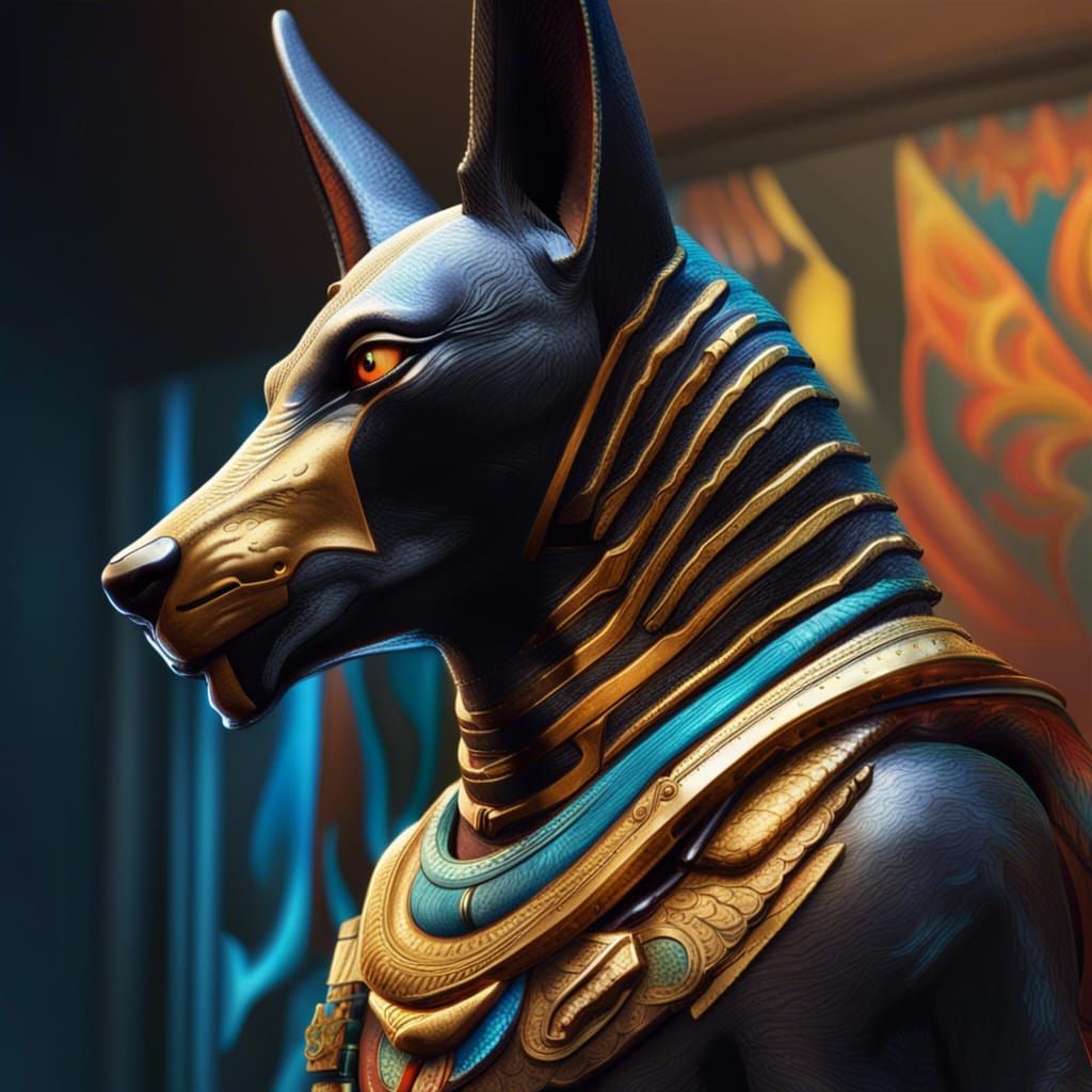Hyperrealistic Anubis Splash Art Concept