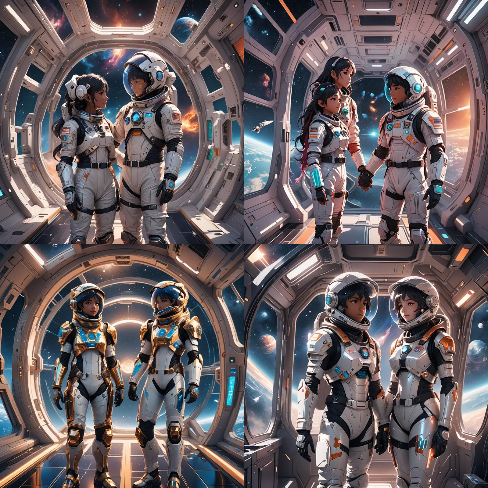 Indian Children in Spaceship Gazing at Outer Space