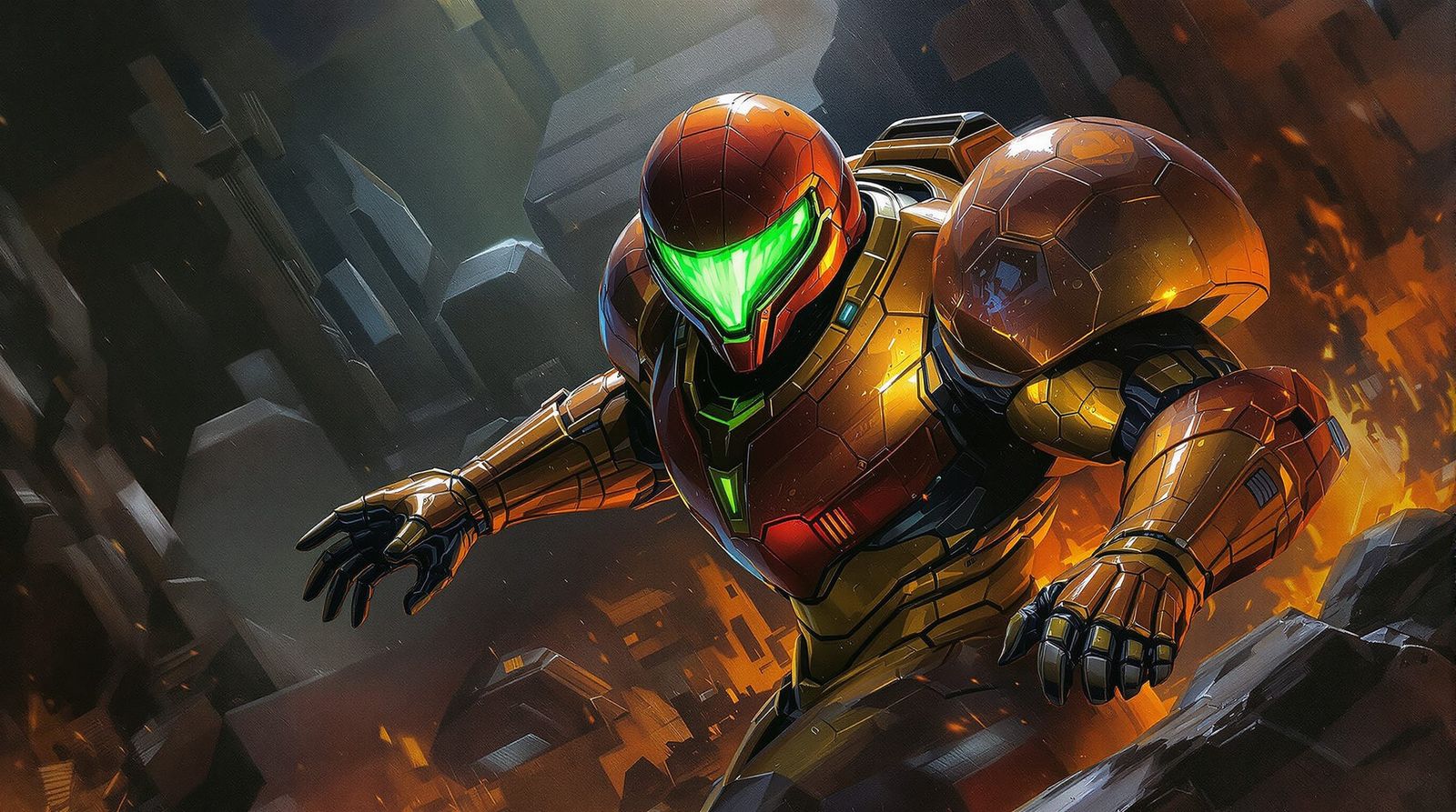 Samus Collects Upgraded Suit in Dramatic Oil Painting
