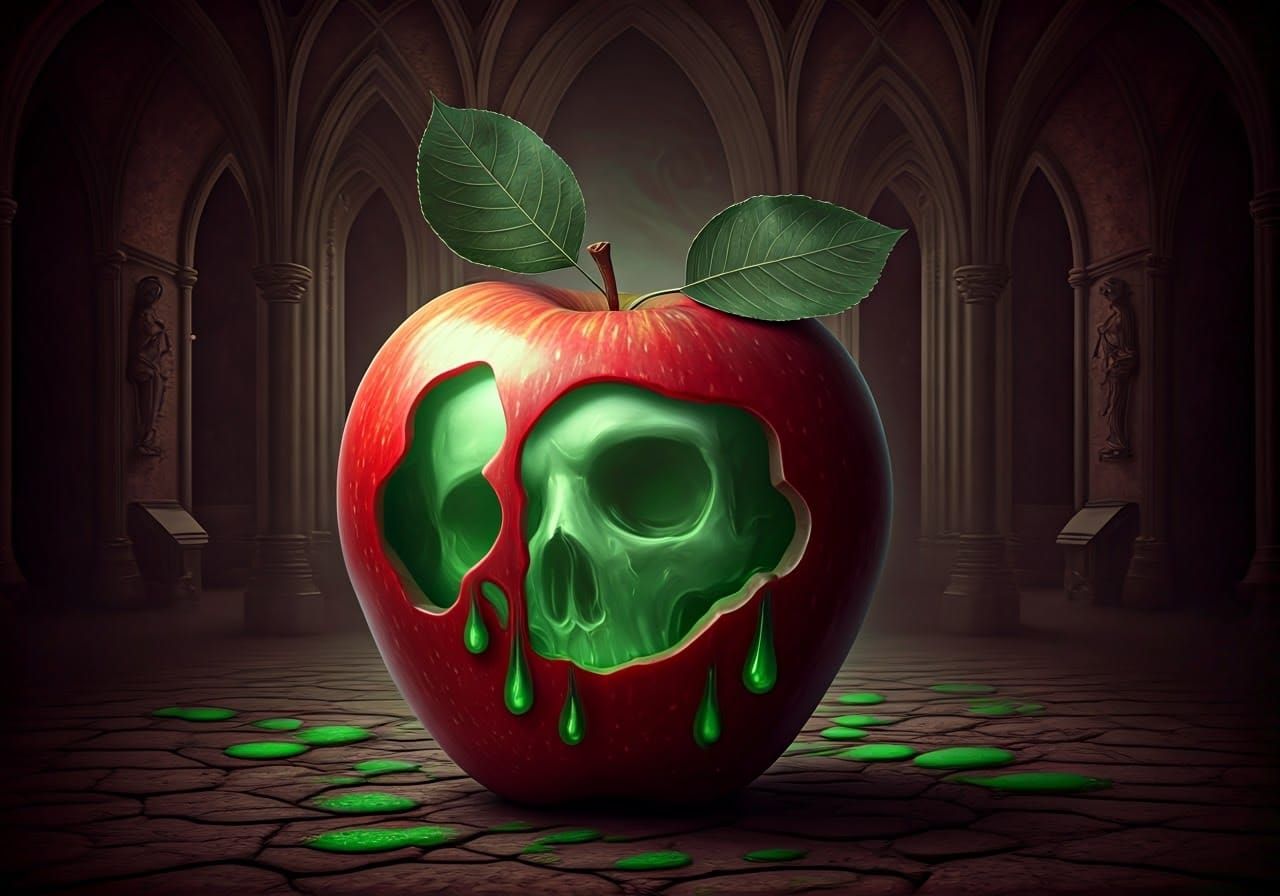 Surreal Dreamscape of Sleeping Beauty in a Poisoned Apple