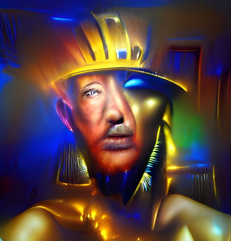 King Tutankhamun in Jim Burns Cyberpunk Style