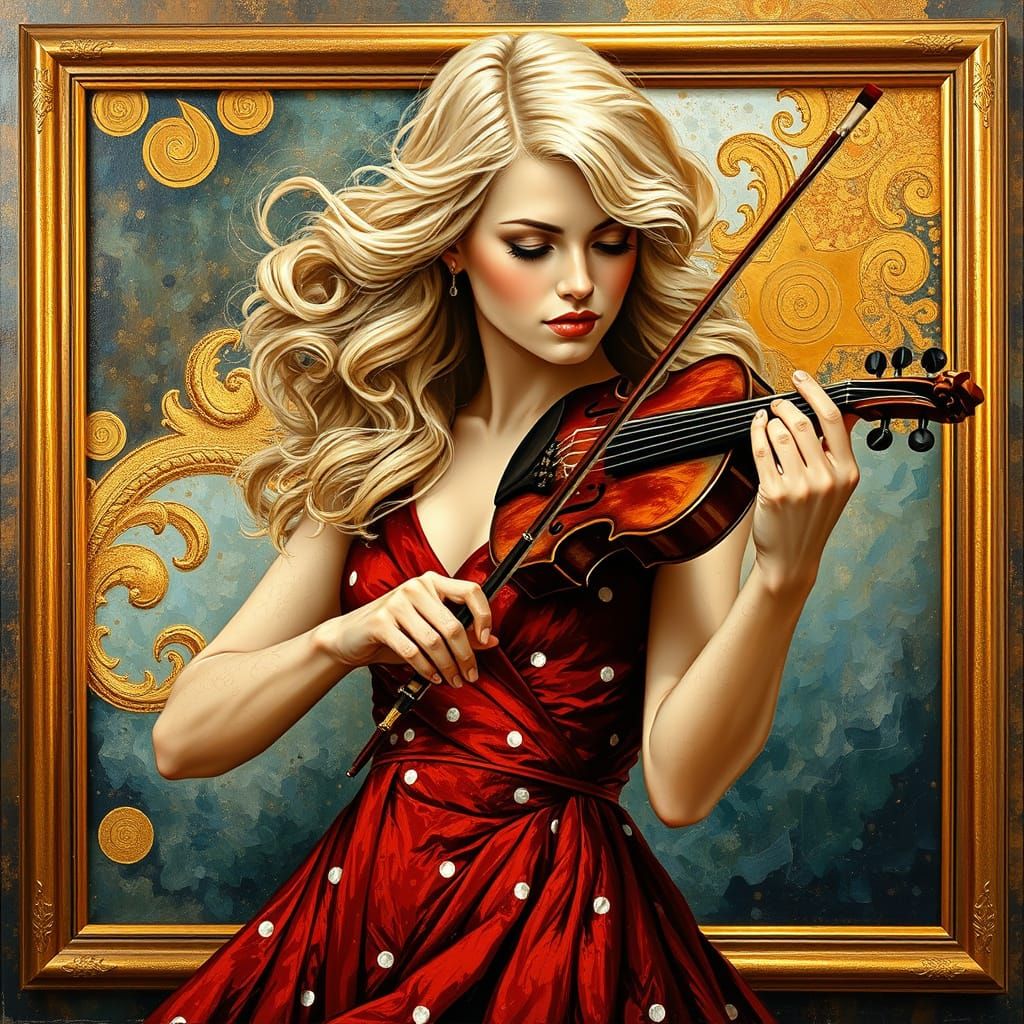 Surreal Golden Goddess with Irish Fiddle