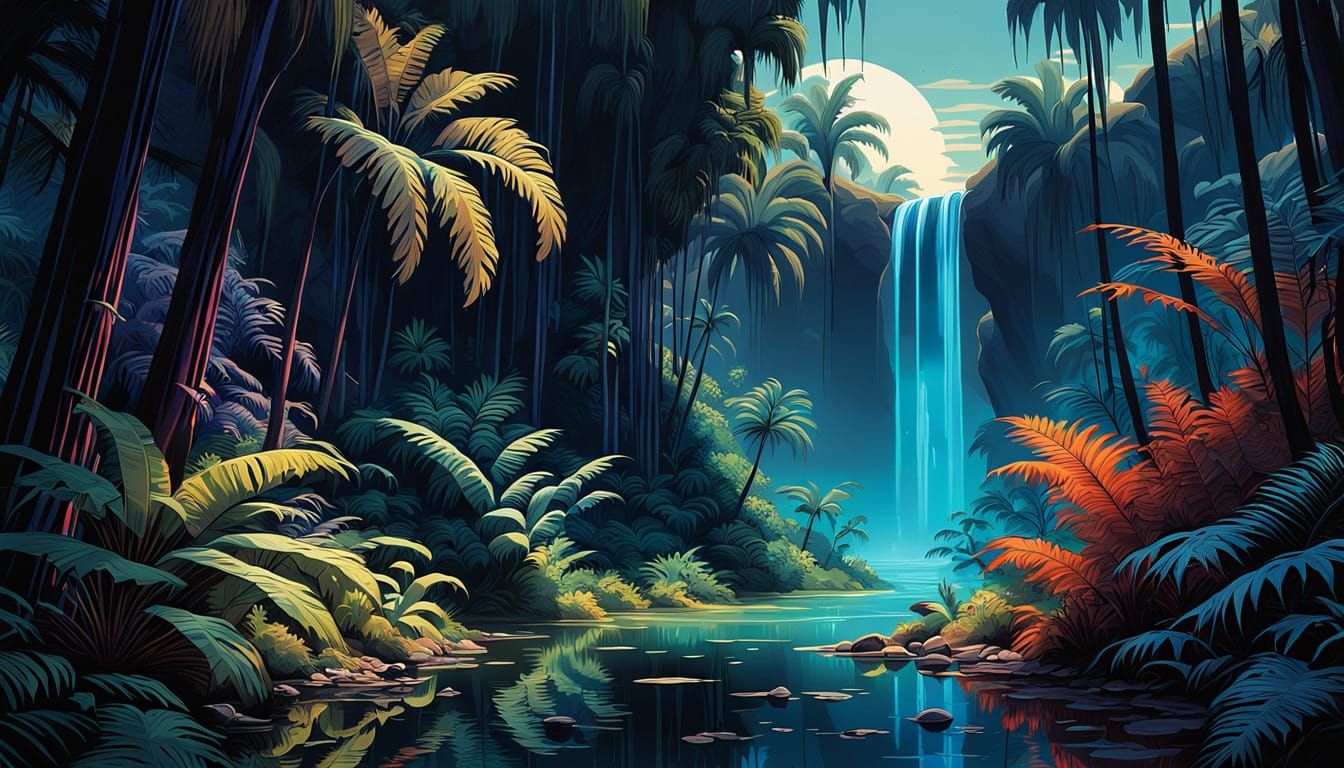 Electric Dreamscape in Neon Noir Futurism