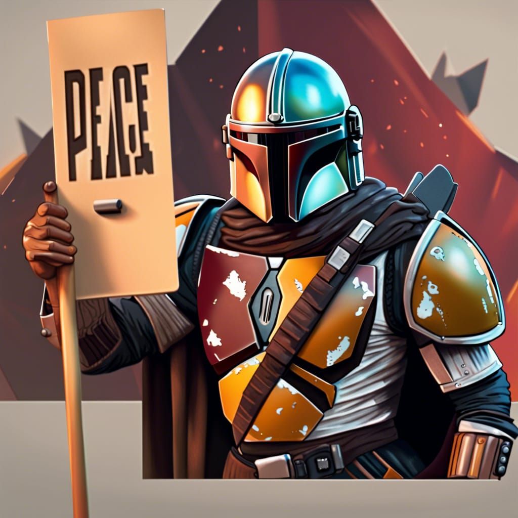Hyperrealistic Mandalorian Promotes Peace