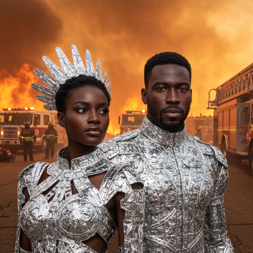 Futuristic Aluminum Outfits in California Wildfire