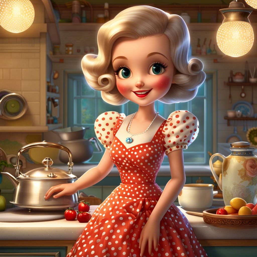 Fairy Housewife in Kitchen, Digital Art