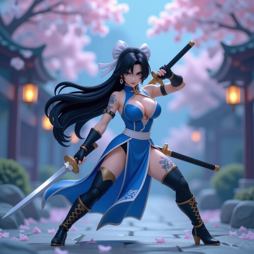 Chun-Li Collectible Figure in Magical Anime Land Diorama