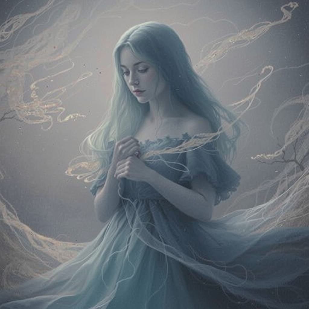 Ethereal Moment of Introspection in a Melancholic Landscape