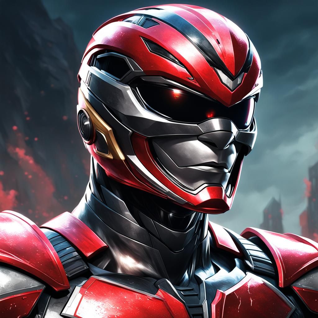 Hyperdetailed Power Ranger Portrait in Triadic Colors