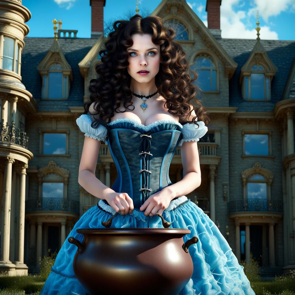 Summer Witch Casting Spells in Victorian Mansion