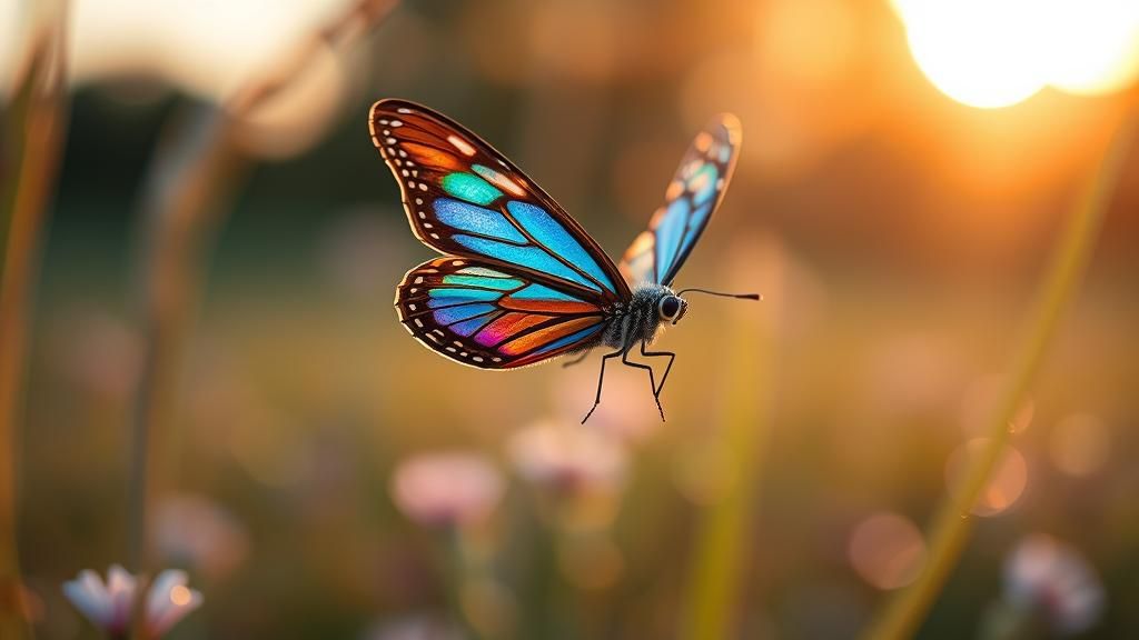 Mechanical Butterfly in Golden Hour Light