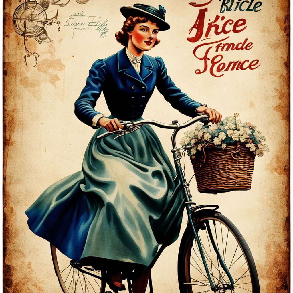 Vintage French Bicycle Poster Portrait