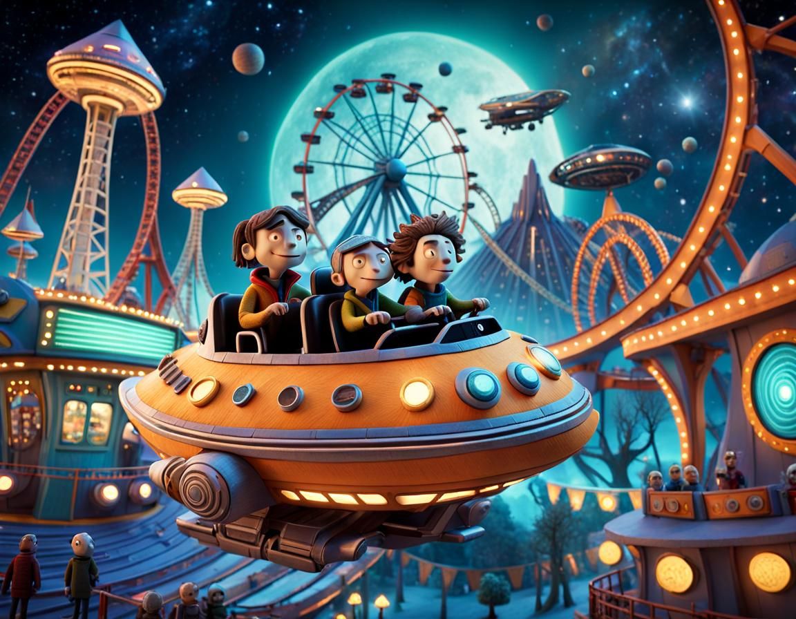 Galactic Claymation Theme Park Ride with Kids