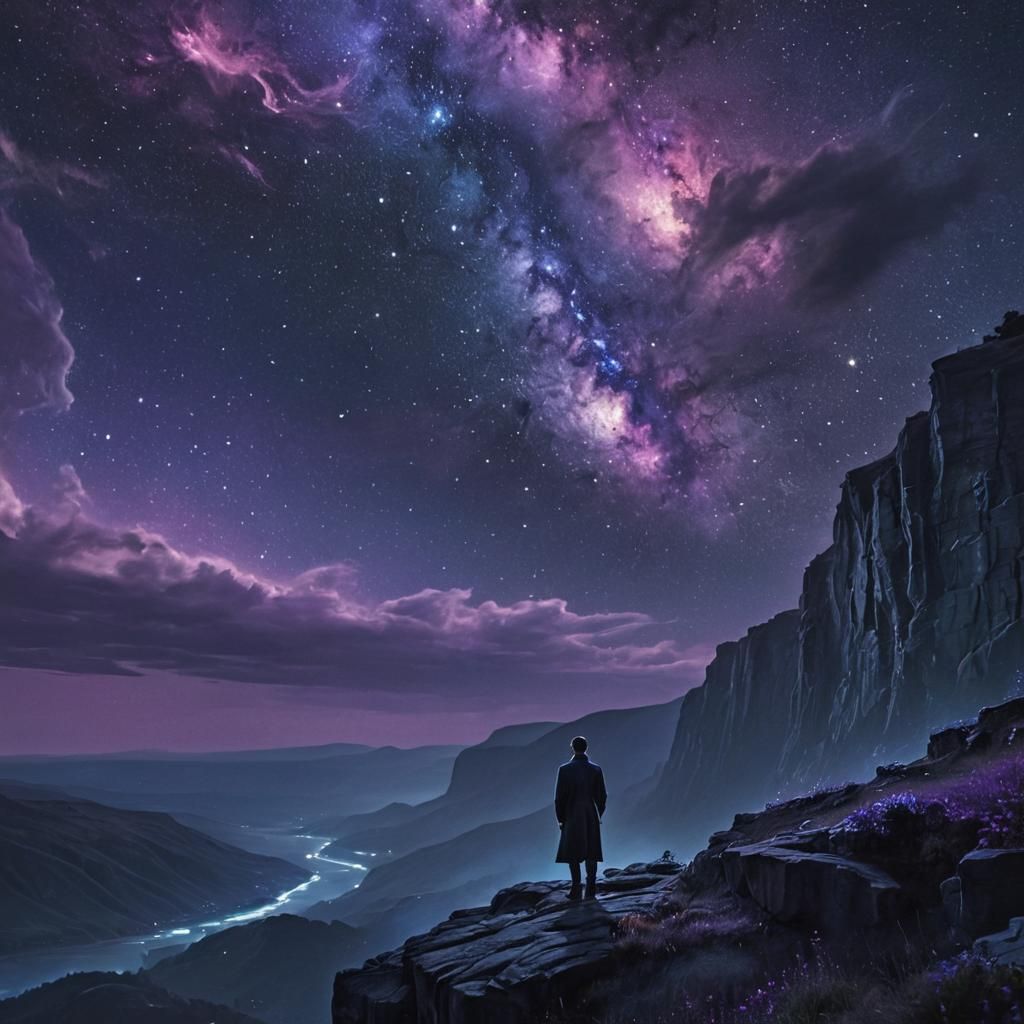 Cosmic Starry Night Figure in Vibrant Brushstrokes