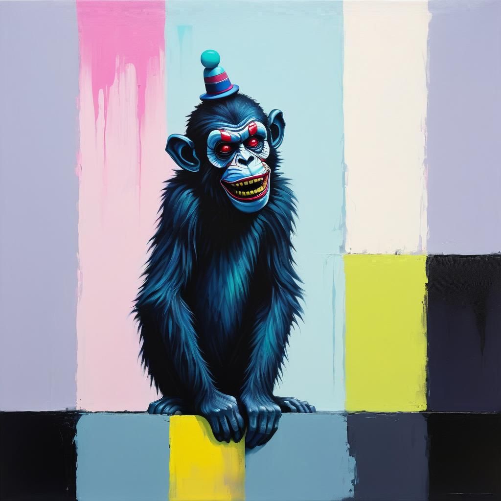 Zombie Monkey Clown in Synthwave Style