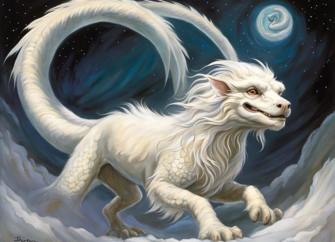 Whimsical Falkor the Luckdragon Digital Painting