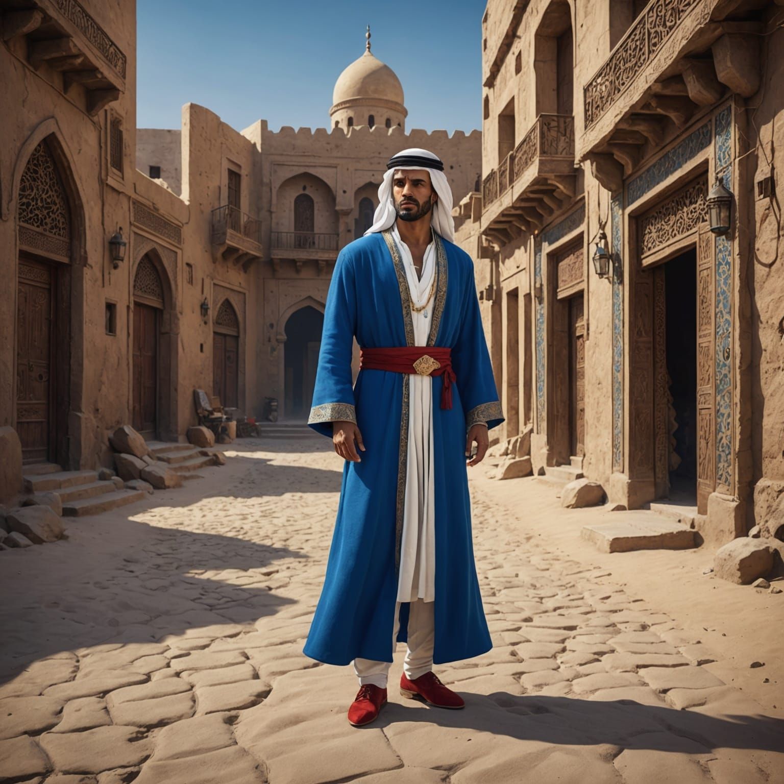 Sand Prince in Old Arabian Street, Digital Art