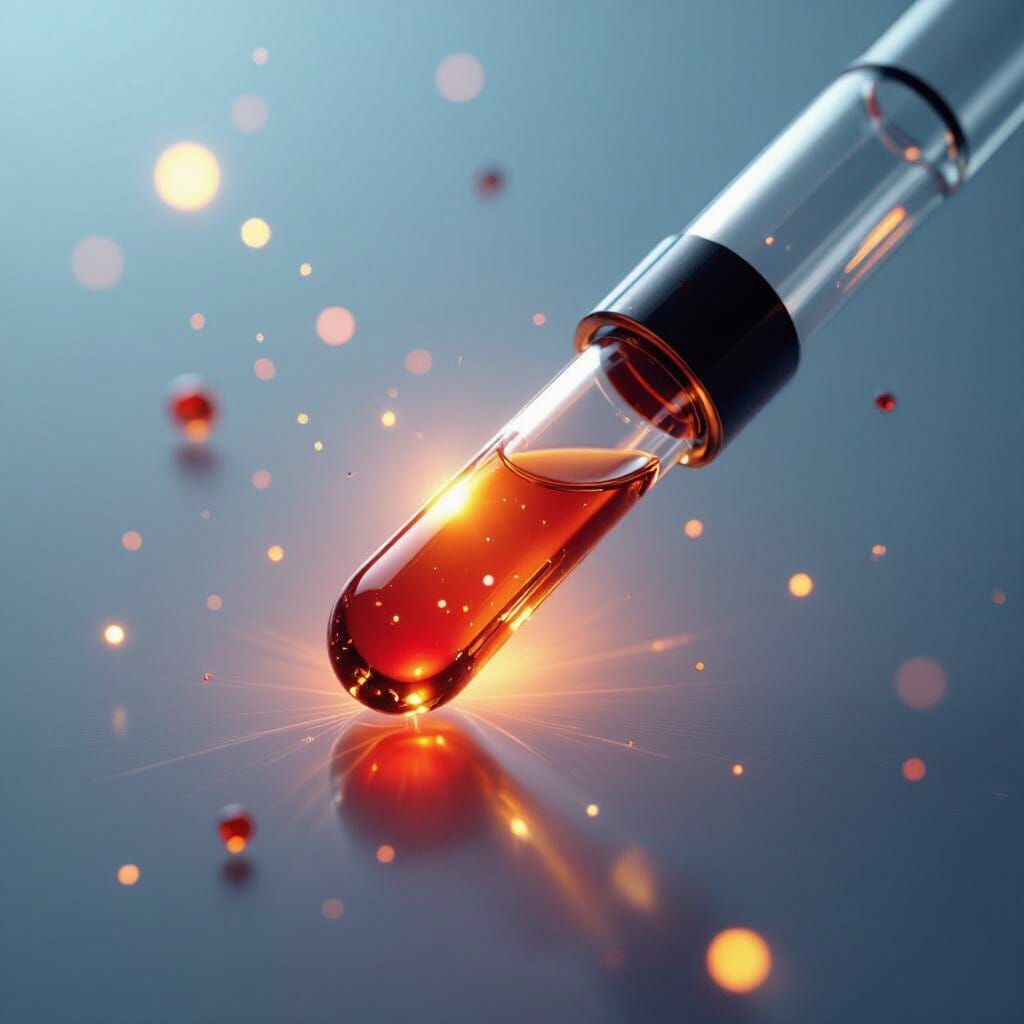 Golden Blood Drop in Sci-Fi Biotech Style