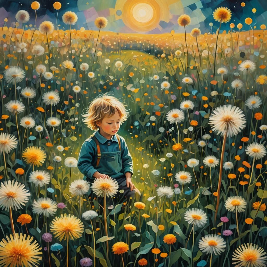 Whimsical Halloween Dreamscape with Dandelions in Expression...