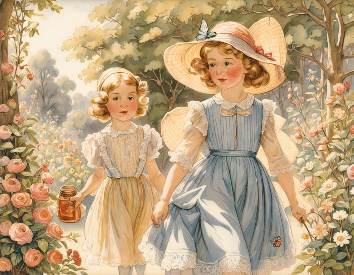 Innocent Childhood Moment in a Lush Garden