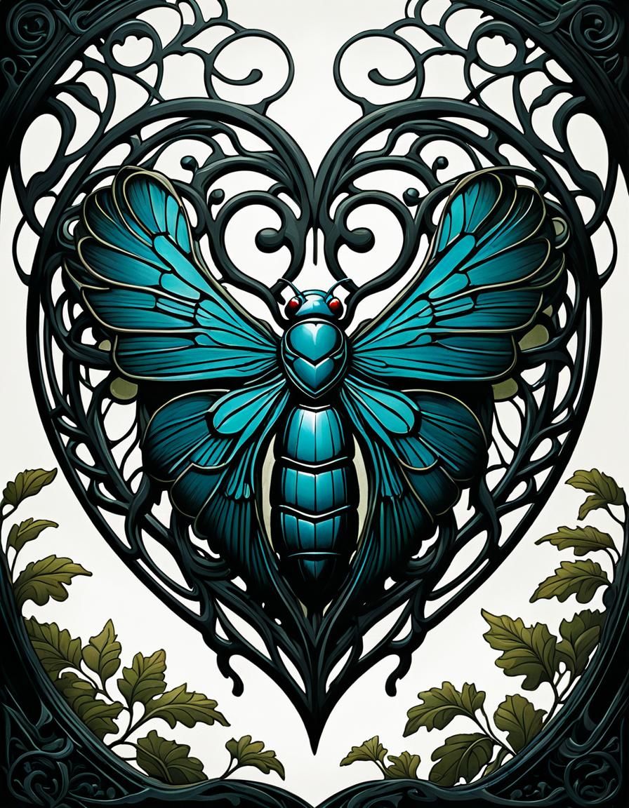 Spirograph design :: art nouveau design :: heart motif with ...