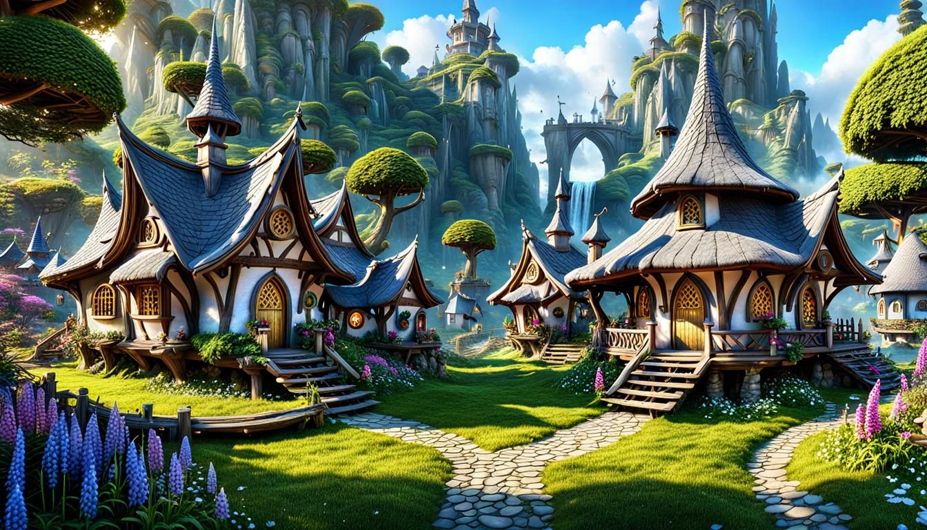 Fairy Village in Mystical World: Photorealistic Art