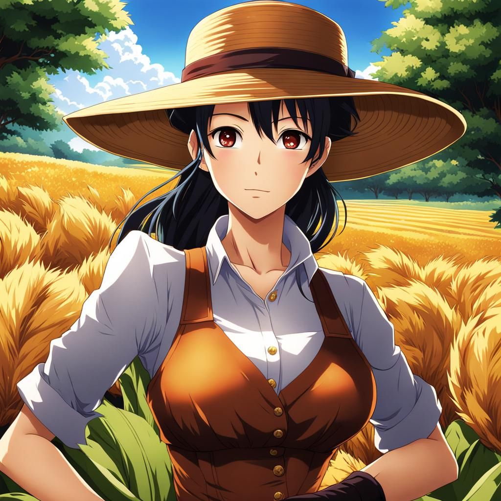 Anime Vixen Farmer Lady in Manga Style