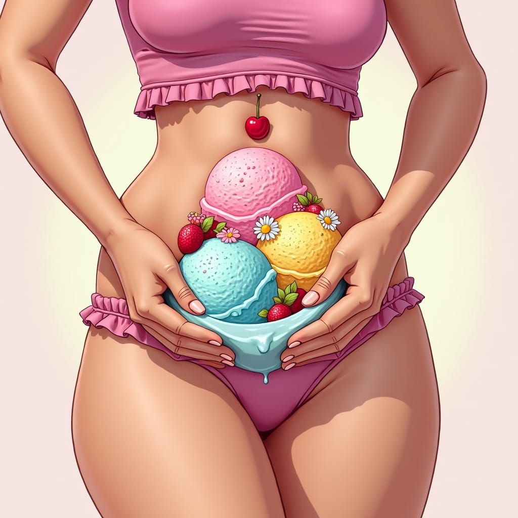 Whimsical Belly Button Sundae with Edible Flowers