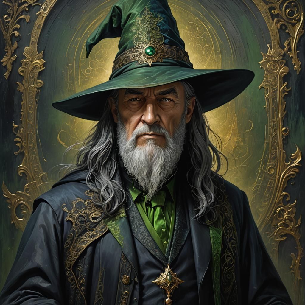 Middle-Aged Wizard in Baroque-Style Magical Realism