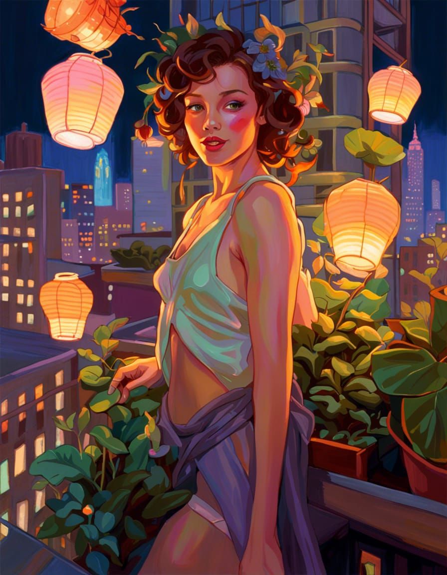 Magical Urban Fairy Garden at Night