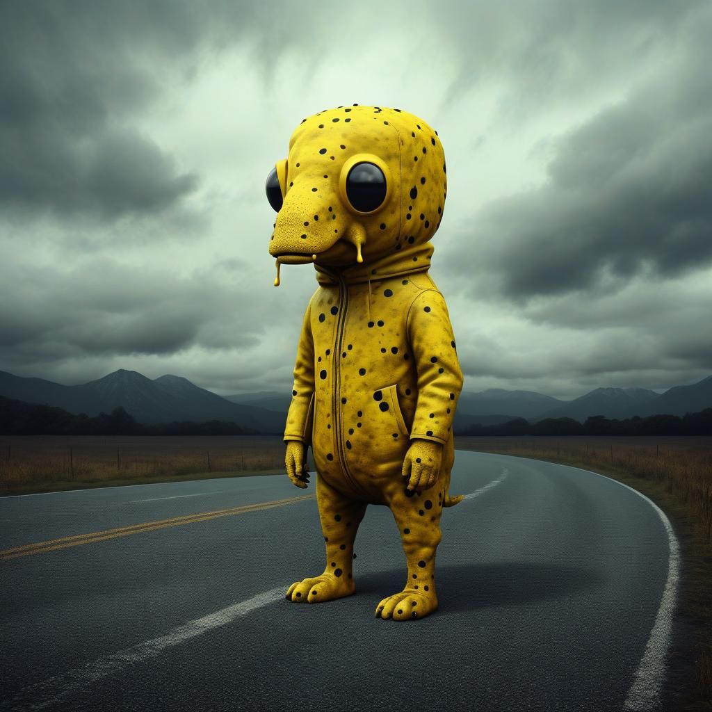Surreal Mustard Animal in Gloomy Massurrealism Style